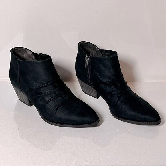 LifeStride Reba Faux Suede Ruched Heels Booties - Picture 2 of 6